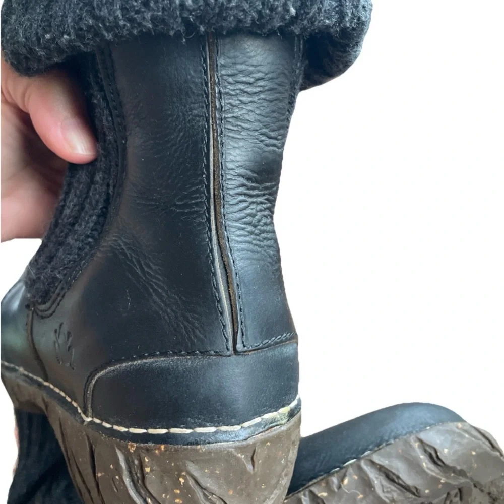 Women's 9 40 El Naturalista N097 Yggdrasil Brown Leather Boots Knit Cuff Booties
